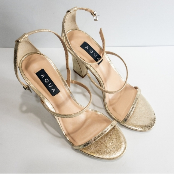 Aqua Jenni Strap High Heel Sandals Gold -8.5 - Picture 8 of 10